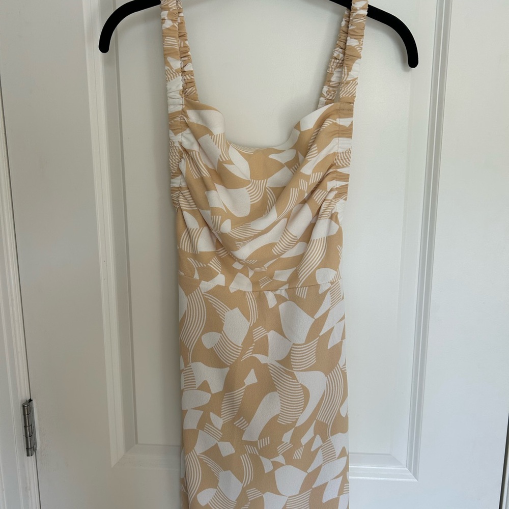 Forever 21 Tan and White Midi Dress